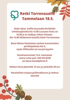 Lähde luontoon,bussikuöljetus paikalle, lounas Eerikkilässä, jäsenhinta 15 eur ystävähinta 20 eur